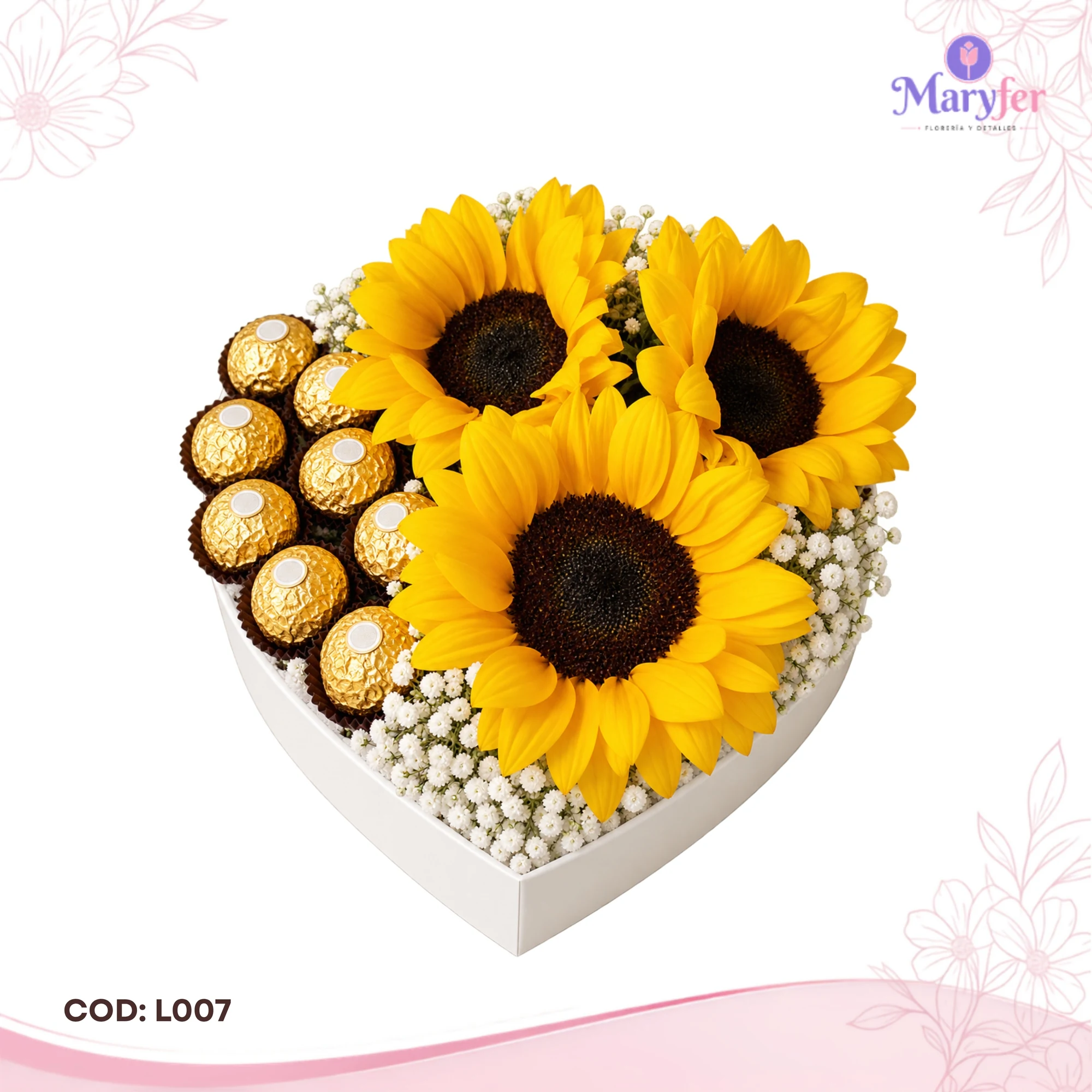 Corazón de Girasoles y Ferrero